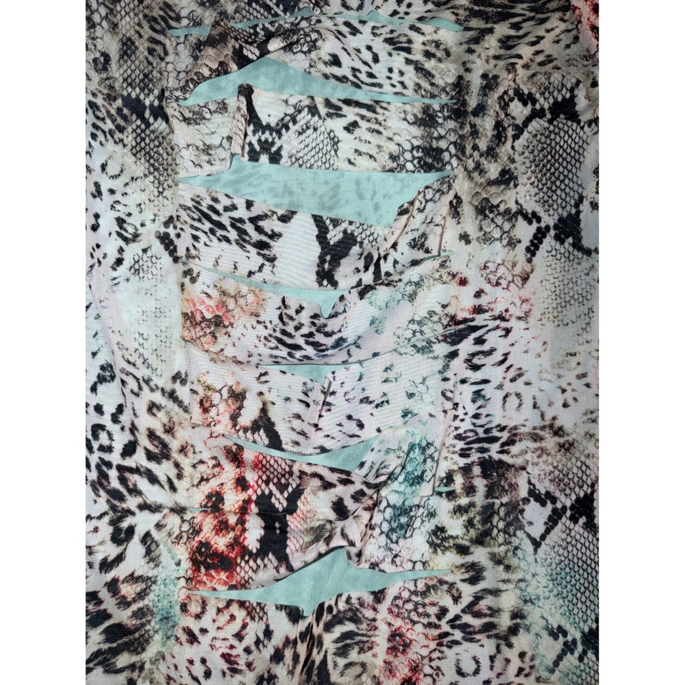 Save the Faith Womens XS Mixed Animal Print Cutout Short Sleeve Top Made in USA - Picture 2 of 7